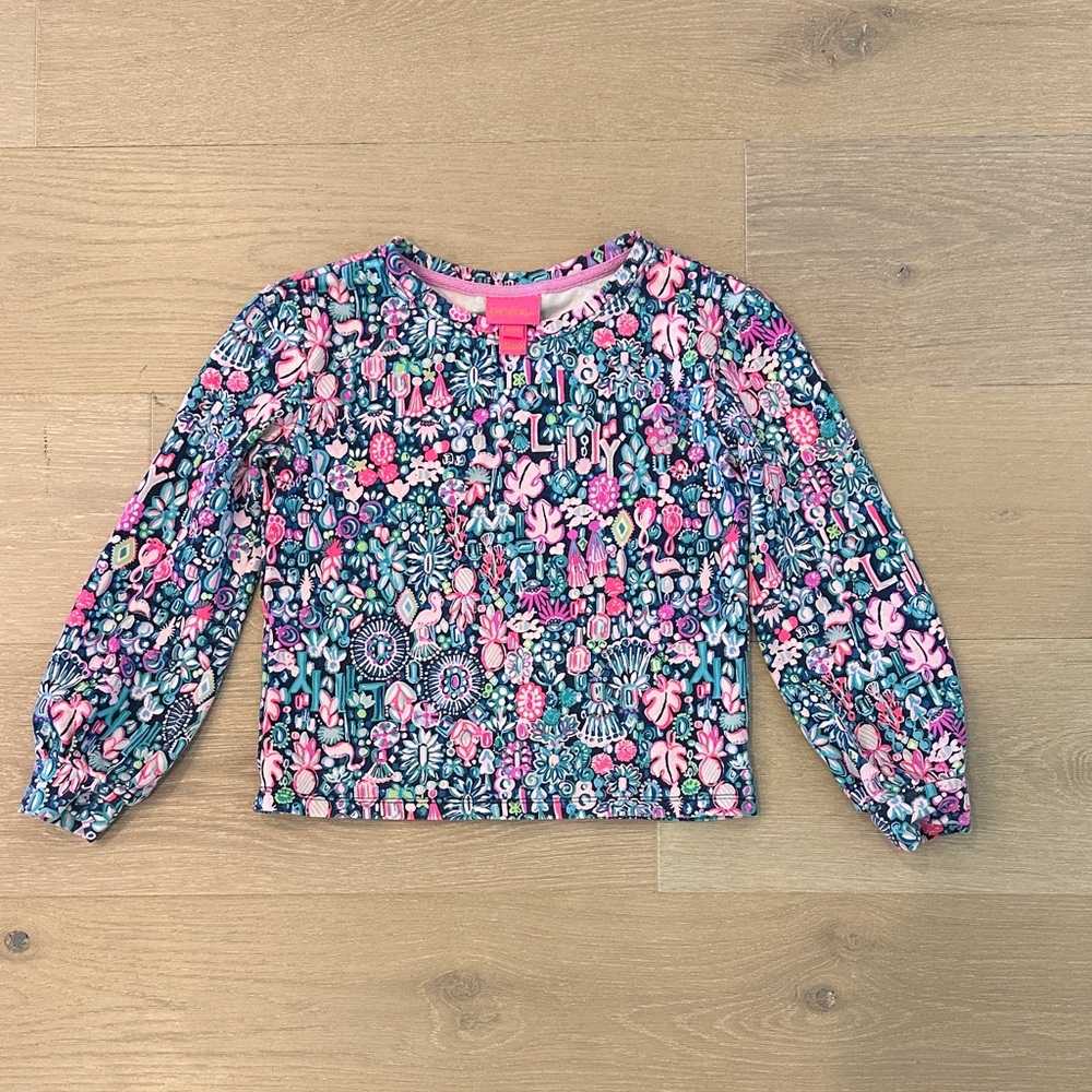 Lilly Pulitzer Pink and Blue Floral Long Sleeve Tee